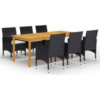 Juego de comedor de jardín exterior negro de 7 piezas 020014022