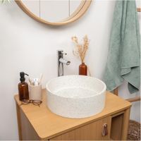 BILLY 36 cm rundes Aufsatzwaschbecken aus Terrazzo