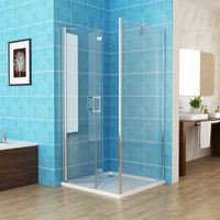 Duschkabine Eckeinstieg Falttür mit Seitenwand Dusche 180º Duschabtrennung 6mm NANO Glas, Tür 120 x 75 Seitenwand x 185 cm