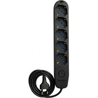 Multipresa ecova 5 posti uso domestico e quotidiano cavo 1,5 m 3500 w 16a colore nero - confezione 1
