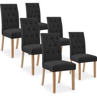 Lot de 6 chaises capitonnées Gaya tissu noir
