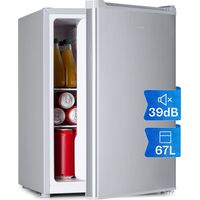 Klarstein Mini Kühlschrank, Retro Mini-Kühlschrank mit Gefrierfach, 67 Liter Getränkekühlschrank Klein & Kompakt, Kleiner Kühlschrank mit Herausnehmbaren Ablagen, Indoor/Outdoor Kühlschrank Leise