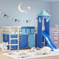 Vidaxl – Rideaux pour lit mezzanine avec tour bleu 100% polyester – Dimensions rideaux 100x75cm, 60x75cm, 34x75cm – Tour 44,5x43x190,5cm