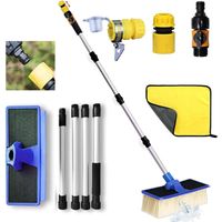 Brosse Lavage Voiture,Brosse de Lavage pour Voiture avec Raccord d'eau,Balai Voiture Lavage,Brosse avec Manche Ajustable 168cm,Balai Lavage Voiture ,pour voiture, camping-car, camion, jardin