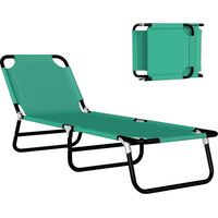 Sdraio da Giardino Pieghevole con Schienale Reclinabile su 4 Posizioni, 188x56x28cm, Verde