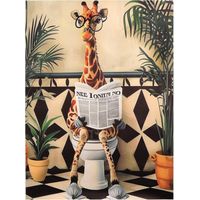CCYKXA2PCS Girafe Sur les Toilettes, Tableau Salle de Bain Humour 30x40cm, Affiche Toile Imperméable Impression Haute Définition Sans Cadre
