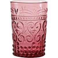 Zafferano Set di 6 Tumbler Serie Provenzale in Vetro Colorato Porpora lavorati a mano con decoro a rilievo per una tavola elegante e rustica