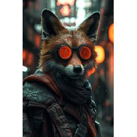 Tableau sur toile Renard futuriste avec lunettes 65x97 cm - Impression sur Toile Murale Décorative - Image imprimée en HD sur Toile - Toile sur Châssis en Bois FSC - Fabriqué en France