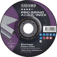 Schruppschleifscheibe PRO GRIND EDELSTAHL D. 125 x 6,4 x Al. 22,23 mm - Stahl, Edelstahl - SIDAMO - 10222002
