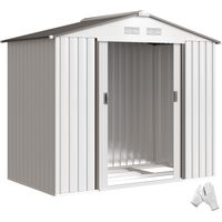 Caseta de Jardín 213x130x185 cm Cobertizo Metálico de Exterior para Almacenamiento de Herramientas Blanco