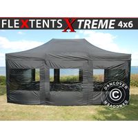 Gazebo pieghevole FleXtents Xtreme 50 4x6m Nero, inclusi 8 fianchi