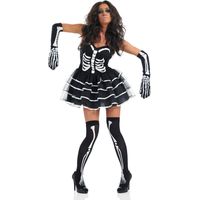 Costume de squelette pour femme adulte, taille M, 1 pièce.