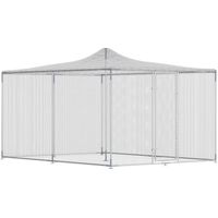 Pollaio per Galline da Esterno Acciaio Zincato con Porta e Doppi Serratura Argento 4x3x2 m