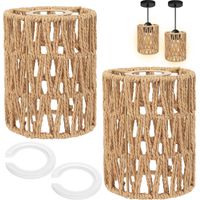 Abat Jour Rotin 15cm Abats-jours Bohème Abat Jour Plafond osier tressé corde plafonnier salon cuisine chambre couloir bagues adaptation