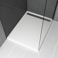 receveur en acrylique blanc 90x120x4 cm + grilles linéaires chrome et gun metal - whiteness ii