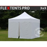 Pop up gazebo FleXtents PRO "Peaked" 3x3 m White, incl. 4 sidewalls