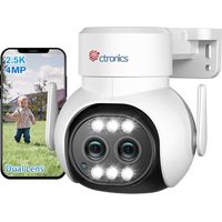 Ctronics 2,5K 4MP Überwachungskamera für den Außenbereich mit 2 Objektiven WLAN 2,4 / 5 GHz, 6-facher Hybrid-Zoom, Automatische Verfolgung, Erkennung von Menschen, Farb-Nachtsicht, weiß