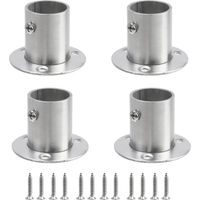 Lot de 4 supports de tringle à bride haute en acier inoxydable (Hauteur totale : 1,57 po pour tubes de Ø 1,0 po) – Fixation plafond pour penderie, avec vis