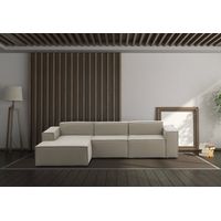 Talamo Italia Sofá fijo Jessica, Sofá modular 3 plazas península izquierda, 100% Made in Italy, Sofá moderno en tela, Cm 300x170h70, Tórtola, con embalaje reforzado