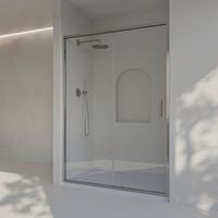 Paroi de douche coulissante + fixe, avec profilé inférieur, verre de sécurité 6 mm anticalcaire, 103,5 à 108 cm x 195cm H, RÉVERSIBLE, Argenté