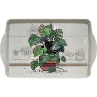 Plateau rectangulaire chaton et monstera 38 cm