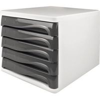 Schubladenbox the wave 5 Schubladen DIN A4 DIN C4 Polypropylen/Polystyrol Gehäusefarbe: weiß Farbe der Schublade: lichtgrau