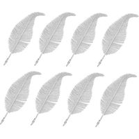 8pcs Christmas Tree Topper Feather Clips, Christmas Glitter Feathers, Christmas Home Decoration (Silver)