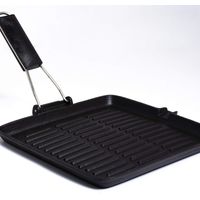 Aeternum Parrilla de hierro fundido cuadrada con mango plegable 28x28 cm