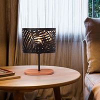COMELY® Kleine Tischlampe, Nachttischlampe, E14-Nachtlicht mit Holzsockel und Metallschirm für Schlafzimmer, Wohnzimmer, Bar, Schwarz (ohne Glühbirnen)