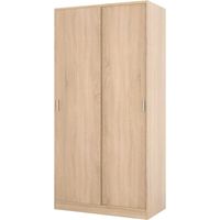 Armadio Guardaroba Vestiti 2 Ante Scorrevoli 1 Ripiano Con Barra Appendiabiti Salvaspazio Ideale Per Arredare Camera Da Letto Stanza Matrimoniale Cameretta 200 x 100 x 50 Cm Rovere Canadese