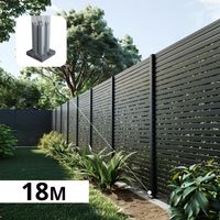 Kit Clôture Ajourée Aluminium OLINDA Anthracite 18,33x1,8m Poteaux sur Platines - Dimension des Lames : 21x45x1780 mm - Brise vue - Palissade