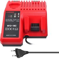 Lifcausal – Chargeur pour électroportatif Li-ion 12-18V – Compatible Milwaukee M12 M14 M18 – 3A – Protection surcharge et court-circuit