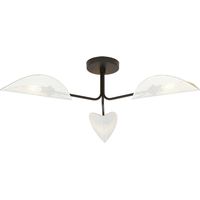 Emibig GOMEZ Lampada da soffitto semi-incasso multibraccio nera con paralumi in tessuto bianco e oro, 3x E14