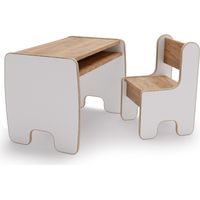 Kindertisch und -stuhl Timi, MDF, Farbe Weiß/Eiche Gold