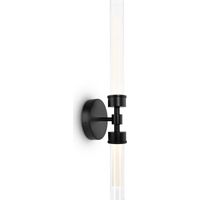 Applique Da Parete Moderno Stelo Metallo Nero Vetro 2 Luci Led 7W