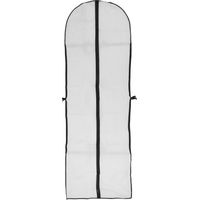 Housse de Rangement pour Robes de Mariage et Costumes, Grand Format Pliable, Blanche avec Bordure Noire, Anti-Poussière