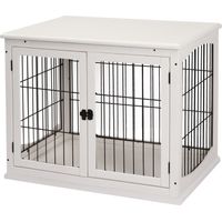 Casetta per Cani Fino 30kg da Interno e Acciaio, 58.5x81x 66cm - Bianco