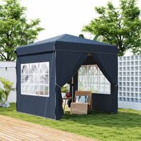 Tente pliable pop-up 2.5x2.5 m avec 4 murs latéraux anti-UV hauteur ajustable et sac de transport bleu foncé