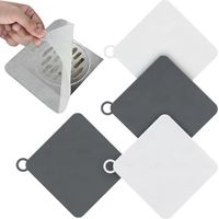 4 x Silicone Odour-Proof Shower Drain Caps 15 x 15 cm Silicone Drain Cover Shower Drain Protection Universal Cover Freshener for Sewers Sink Bathtub Bathroom