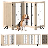 Vrijstaande huisdierpoort, hondenpoort met deur, 4 panelen, voor hal, trap, deurkozijn, MDF, staal