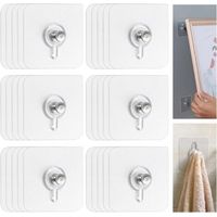 Lot de 30 crochets autocollants transparents sans perçage pour images, posters, photos, peintures décoratives, cadres photo, clous adhésifs muraux, charge maximale : 10 kg