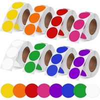 4000 PCS 8 rouleaux de 1 pouce pois autocollants imperméables auto adhésifs, 8 couleurs vives, 500 étiquettes par rouleau, autocollant de code couleur rond pour le Bureau, boutique