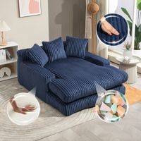 Relaxsofa 125x155x63 cm in Wolkenoptik mit 3 Kissen – weiches Bodensofa für Wohnzimmer und Büro – Memory-Schaum – Cord - Blau