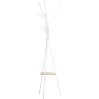 Perchero de Pie Forma de Árbol Perchero para Ropa de Metal con 9 Ganchos y Estante Perchero Vintage 45x45x180 cm Blanco