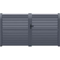 Portail ALU Arles persienné largeur 3m00 ou 3m50 - Ht 1m70 - Gris