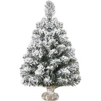 Mini Künstlicher Weihnachtsbaum 60 cm Tannenbaum künstlich mit Schnee, 67 Spitzen Zementbasis für drinnen Büro