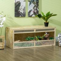 Terrario de madera OSB para reptiles con puerta corredera de cristal - 120 x 50 x 50 cm natural