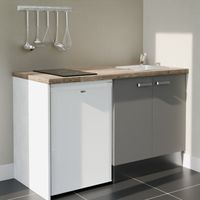 Kochnischen K17L-PT - 140 cm - Laminatplan, spüle Edelstahl, - Graue Front - Laminatplatte aus Holz - Kredenzen nein + Haushaltsgeräte weiß