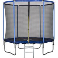 Trampolino Elastico da Esterno, Tappeto Elastico per Adulti da Giardino con Rete di Sicurezza e Bordo Imbottito, Giochi da Giardino e Casa, Ø244x240cm, Blu e Nero