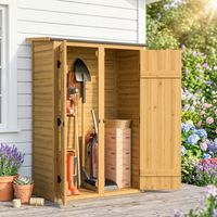 Abri de jardin en bois avec 2 étagères, marron